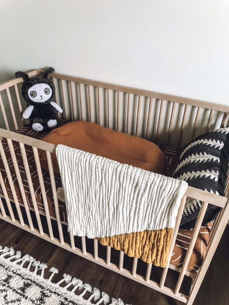 nursery crib and decor